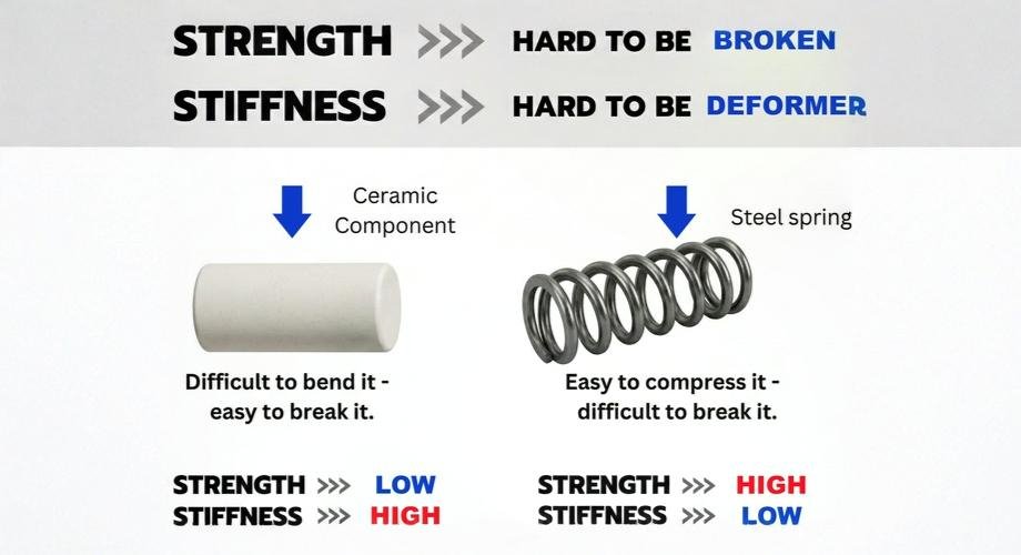 Stiffness of Metal Material Chart: Youngs Modulus and CNC Material Selection 7 Strength and stiffness comparison showing resistance to breaking and deformation