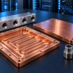 Concept copper cold plate, coolant manifold and threaded adapters for AI server liquid cooling
