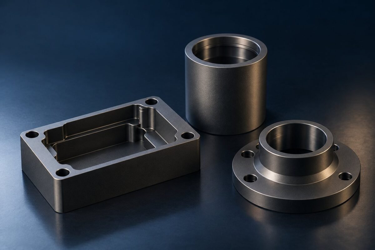 Concept illustration of charcoal hardcoat-finished aluminum sleeves and housings